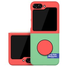 투톤 라벨 비비드 갤럭시 Z플립5 원형스마트톡 하드 휴대폰 케이스