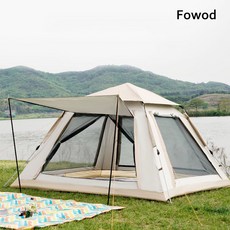 Fowod 캠핑 돔 원터치텐트 + 폴대 2p, 3~6인용(215*215*142CM)