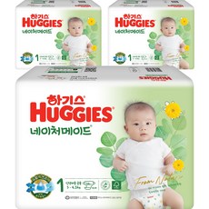 하기스 NEW 네이처메이드 밴드형 기저귀 아동공용 신생아용 1단계(3~4.5kg), 신생아, 198매
