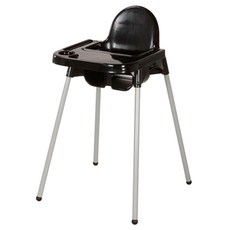 마켓비 SIGTAG 유아 식탁 의자 + 트레이 하이체어 세트, 블랙