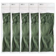 생활공작소 라텍스 고무장갑 양손세트 일반형, 딥그린, 중(M), 5개