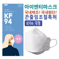 INT KF94마스크 끈조절 국내원단 국내생산 개별포장 국산마스크, 1매입, 100매