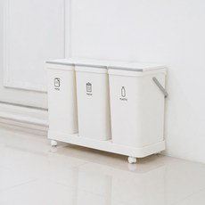 모노플랫 3단 가정용 분리수거함 2.0 재활용 쓰레기통, 화이트 + 그레이, 1세트