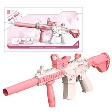 M416 자동 워터건 펌프 대용량 물통 전동물총, 핑크